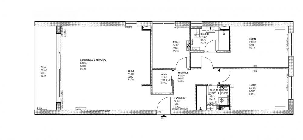 Slika 1 - Šumadijske Divizije, Četvorosoban stan za izdavanje, 96m2, 1.000€